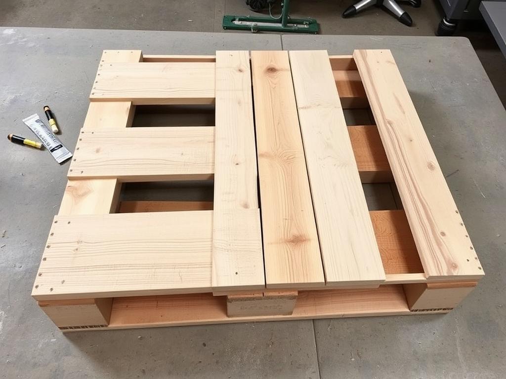 Clean pallet positioned for preparation with wide openings facing up Clean pallet positioned for preparation with wide openings facing up