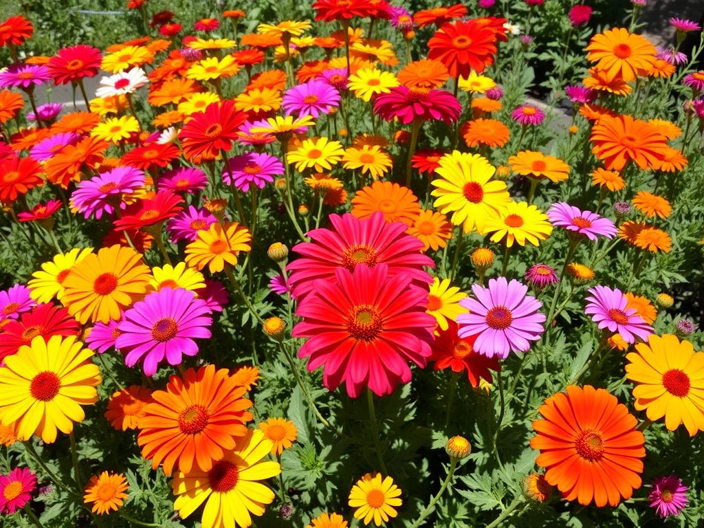 Colorful drought-resistant annual flowers in a garden setting Colorful drought-resistant annual flowers in a garden setting