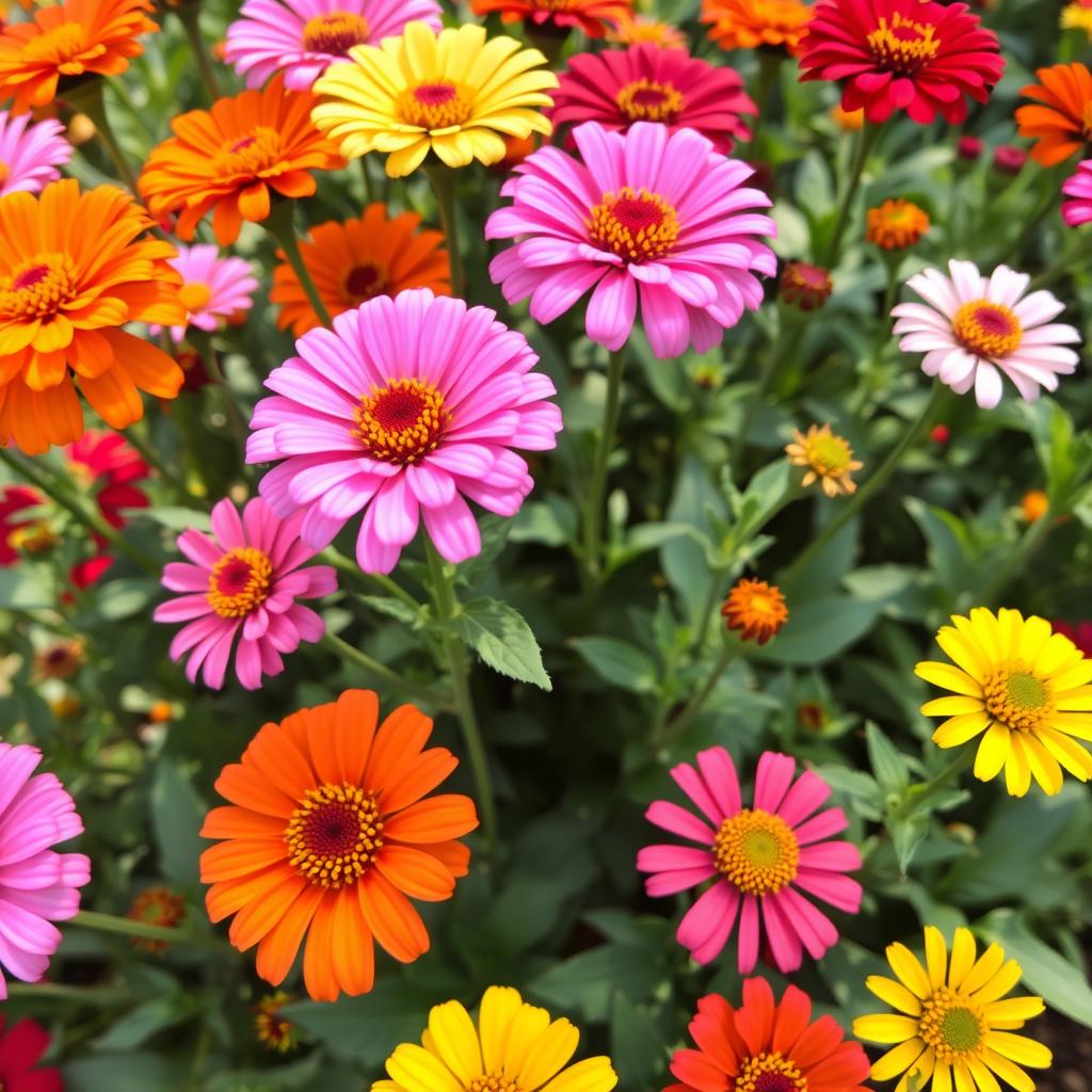 Colorful zinnia flowers in various bright colors Colorful zinnia flowers in various bright colors