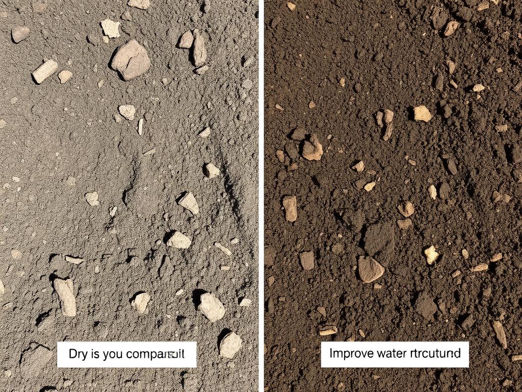 Comparison of amended soil with compost showing improved water retention capacity Comparison of amended soil with compost showing improved water retention capacity