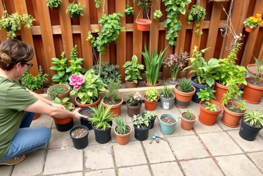 Person arranging plants before installing on a living wall Person arranging plants before installing on a living wall