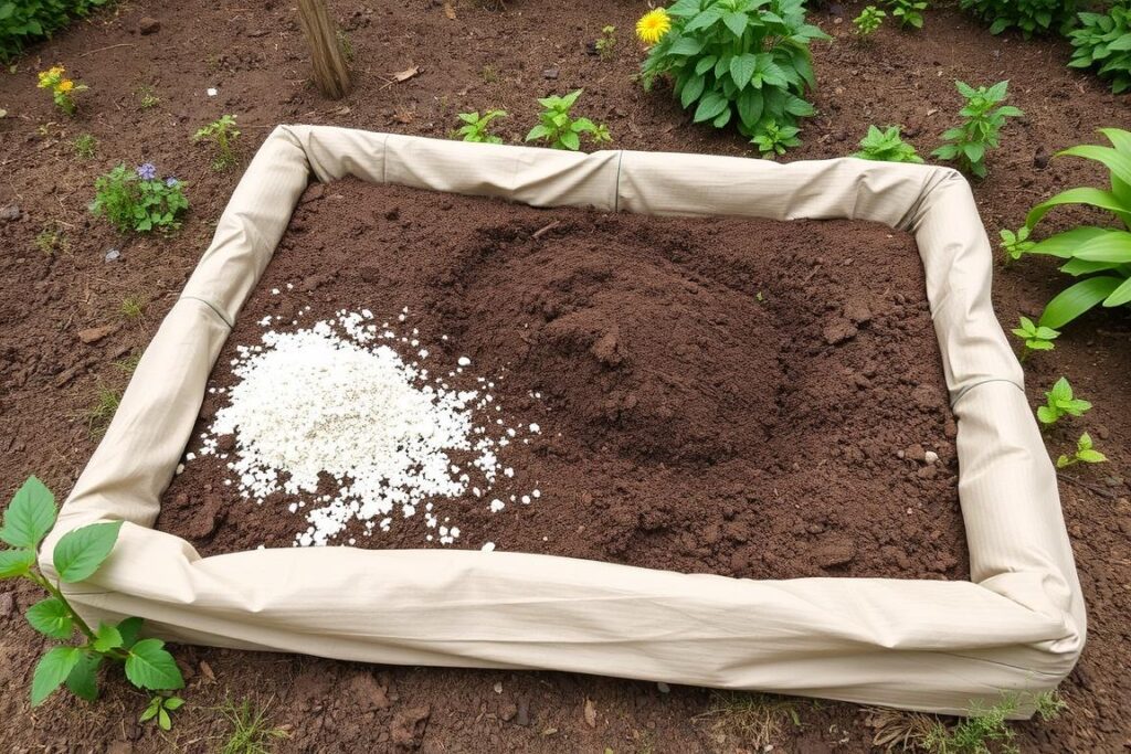 Preparation of a traditional garden bed with soil amendments Preparation of a traditional garden bed with soil amendments