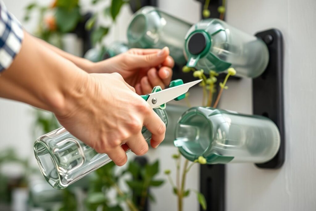 Preparing plastic bottles for vertical garden Preparing plastic bottles for vertical garden