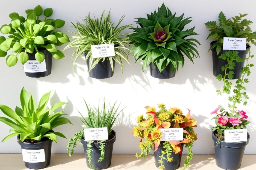 Selection of drought-resistant plants suitable for vertical gardens labeled with water requirements Selection of drought-resistant plants suitable for vertical gardens labeled with water requirements