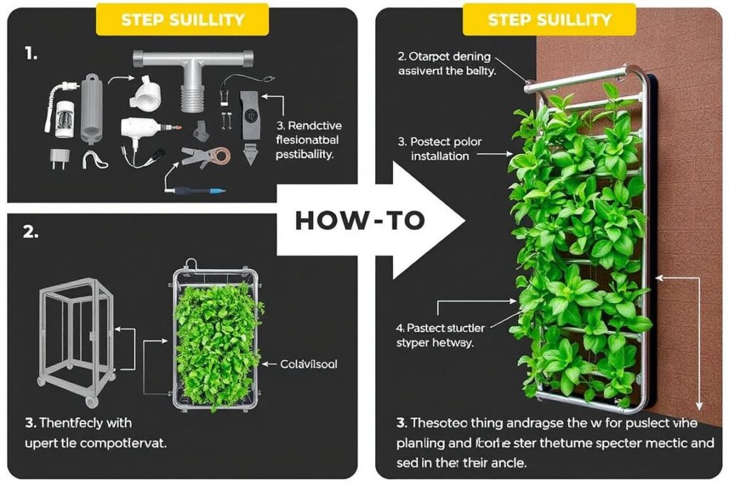 Step-by-step assembly of a vertical garden system Step-by-step assembly of a vertical garden system