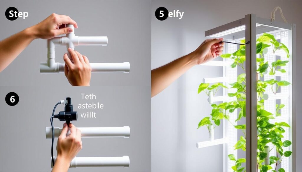 Step-by-step assembly of an indoor vertical garden with LED lighting and hydroponics Step-by-step assembly of an indoor vertical garden with LED lighting and hydroponics