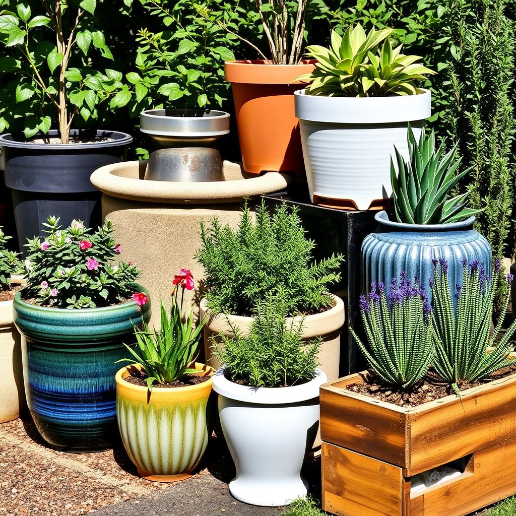 Various container types for drought-resistant vegetable gardening Various container types for drought-resistant vegetable gardening